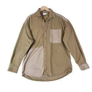 ASOS Monochromatic Corduroy Patchwork Overshirt L Tan Beige Soft Grunge